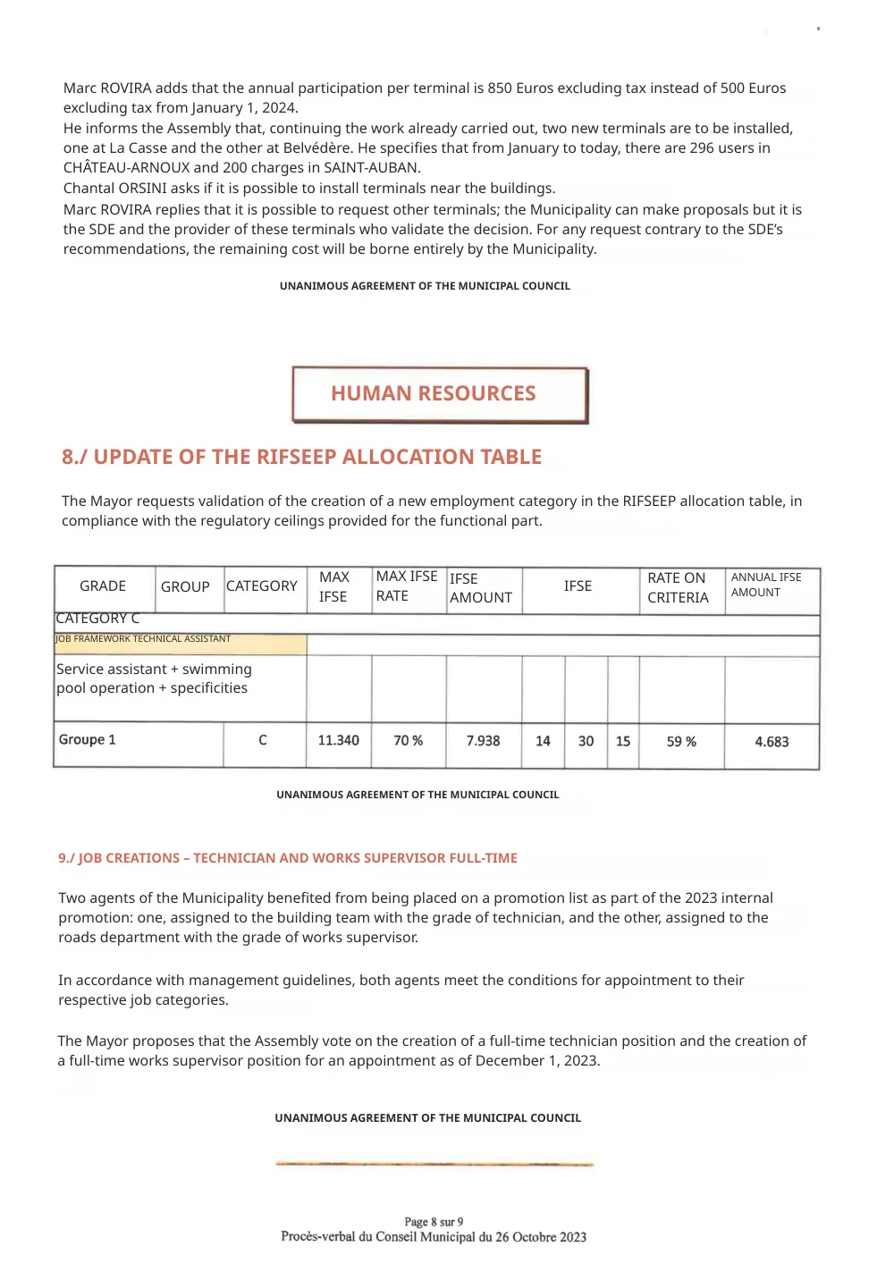 The same page in English with the RIFSEEP table intact