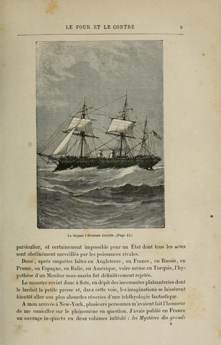 Original: 1871 book page with an engraving of a ship
